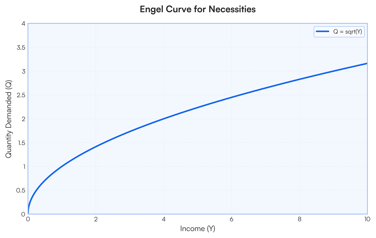 Types of Engel curve for normal good, inferior good, necessity goods, lux..