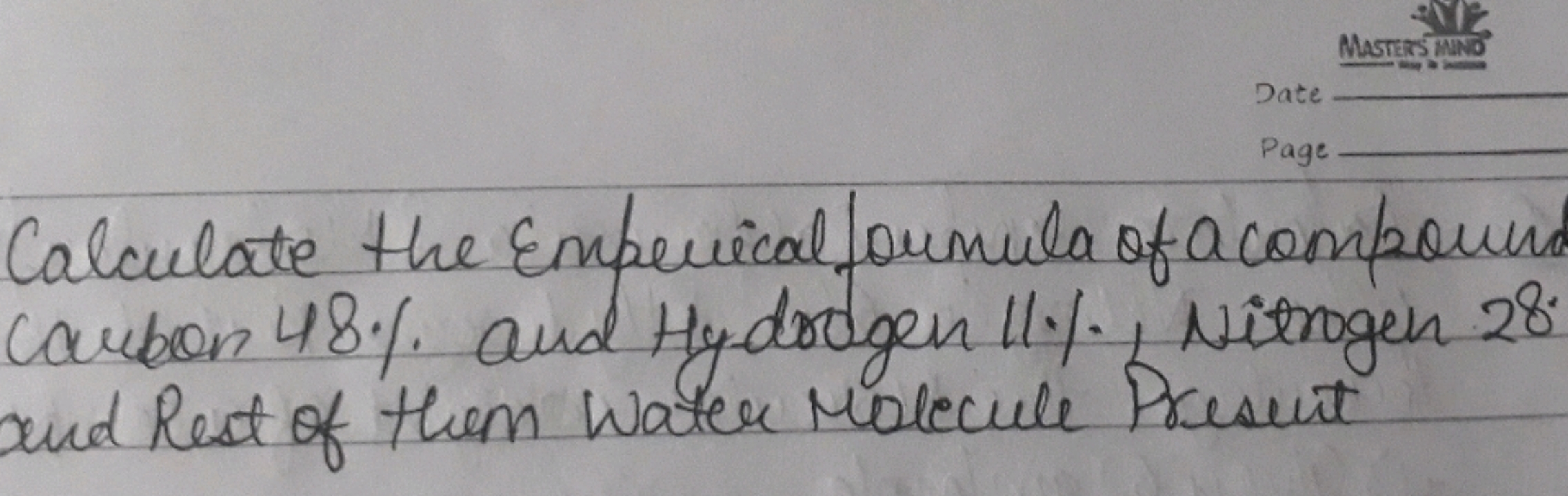 Calculate the Empirical formula of a compoum carbon 48% and Hydrogen 1