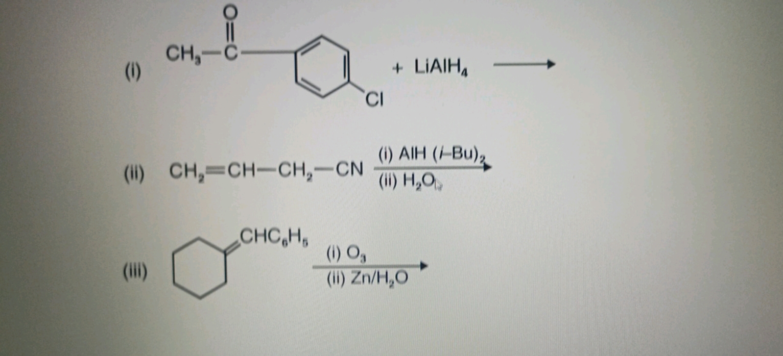 CC(=O)c1ccc(Cl)cc1
+\mathrm{LiAlH}_{4} \longrightarrow