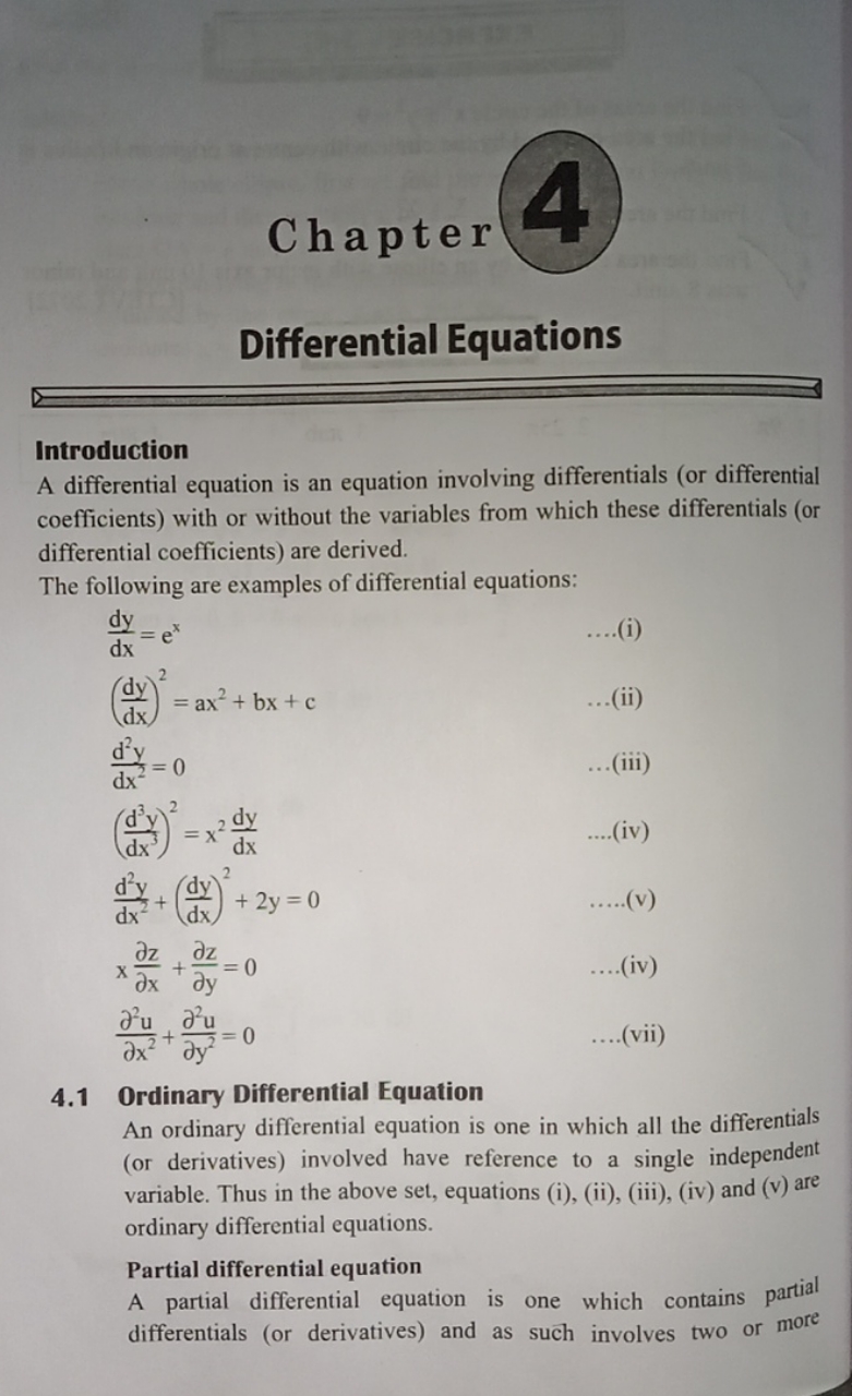 Chapter
Differential Equations
Introduction
A differential equation is
