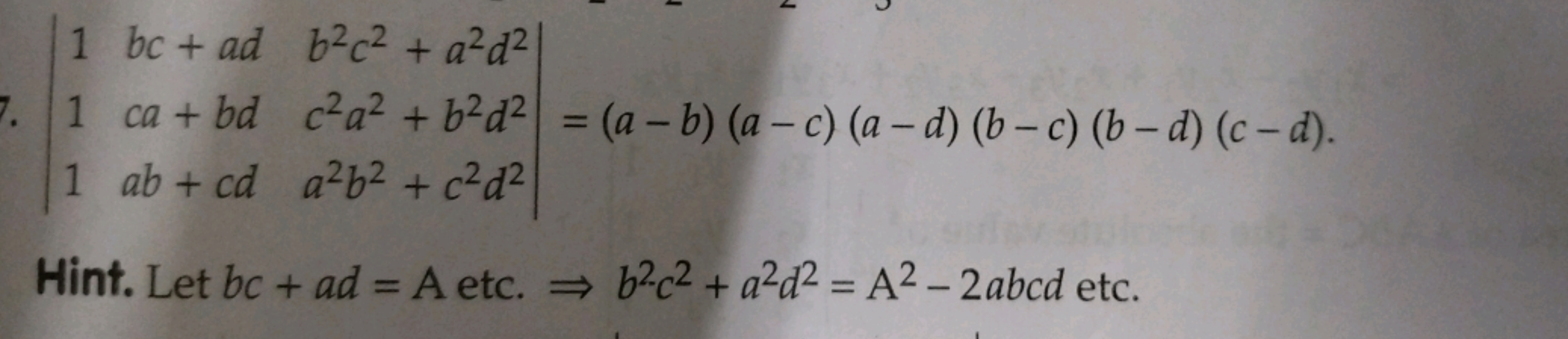 1 & b c+a d & b^{2} c^{2}+a^{2} d^{2} \\