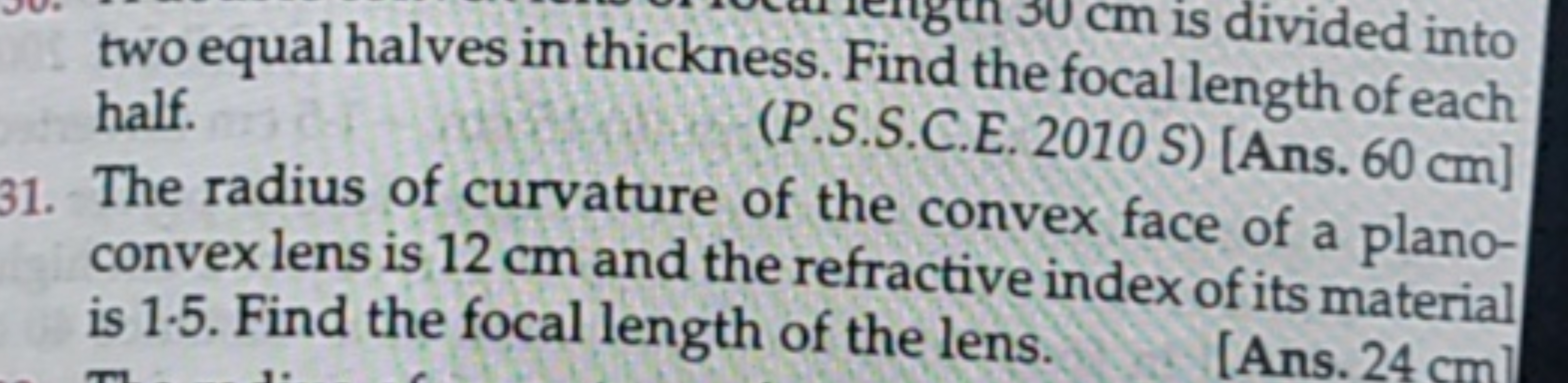 two equal halves in thickness. Find the cm is divided into half.
(P.S.