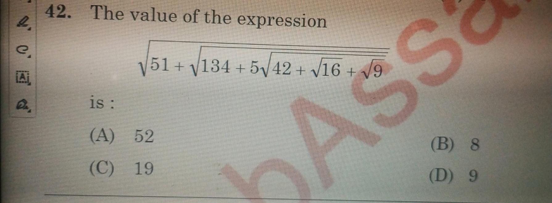 The value of the expression 51+134+542+16​+9​​​​ is :