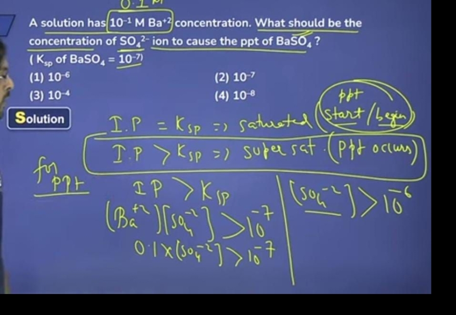 A solution has 10−1MBa+2 concentration. What should be the concentrati