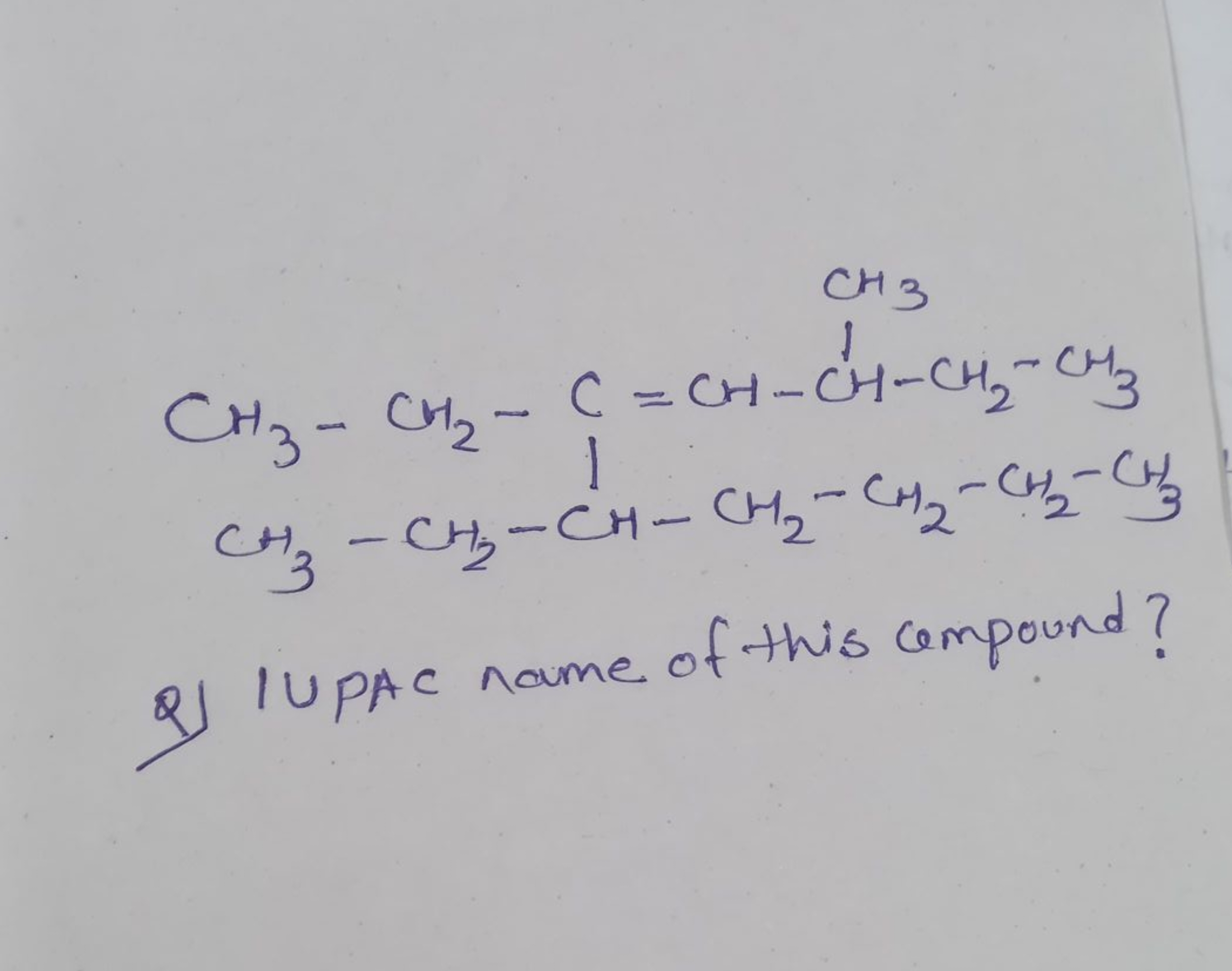 CCCCC(CC)/C(=C\C(C)CC)CC
Q) IUPAC name of this compound?
