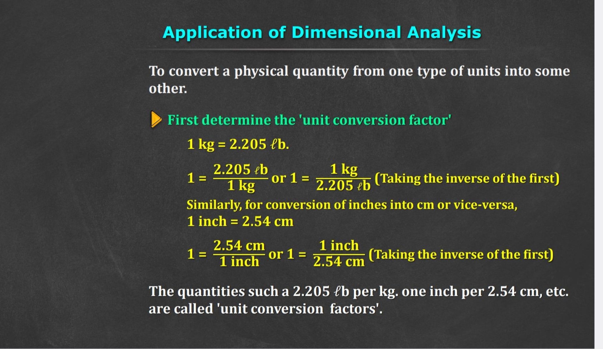 Application of Dimensional Analysis
To convert a physical quantity fro