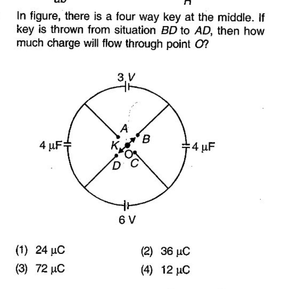 In figure, there is a four way key at the middle. If key is thrown fro