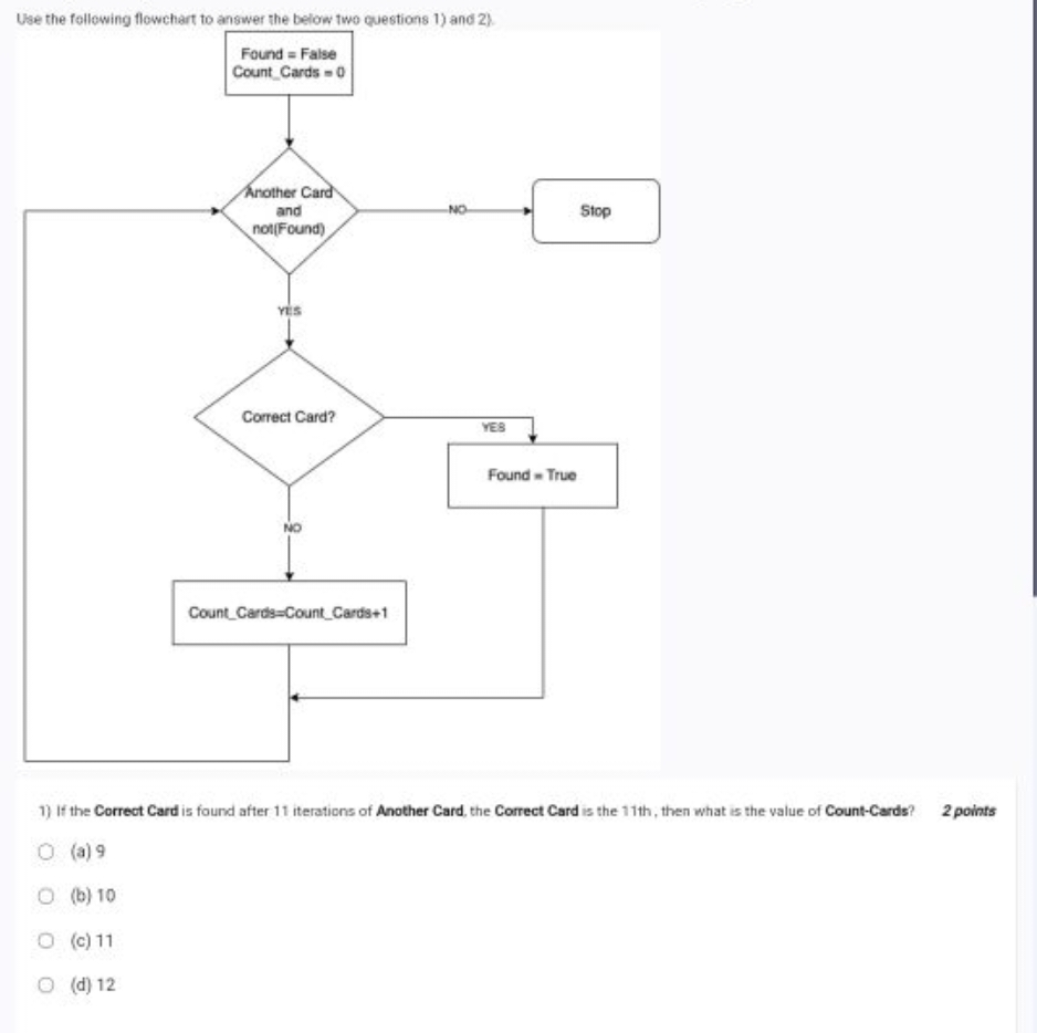 Use the following flowchart to answer the below two questions 1) and 2