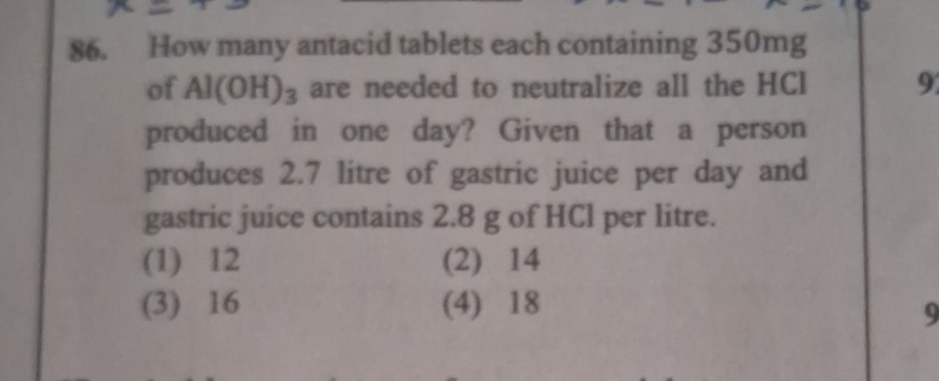How many antacid tablets each containing 350mg of Al(OH)3​ are needed 