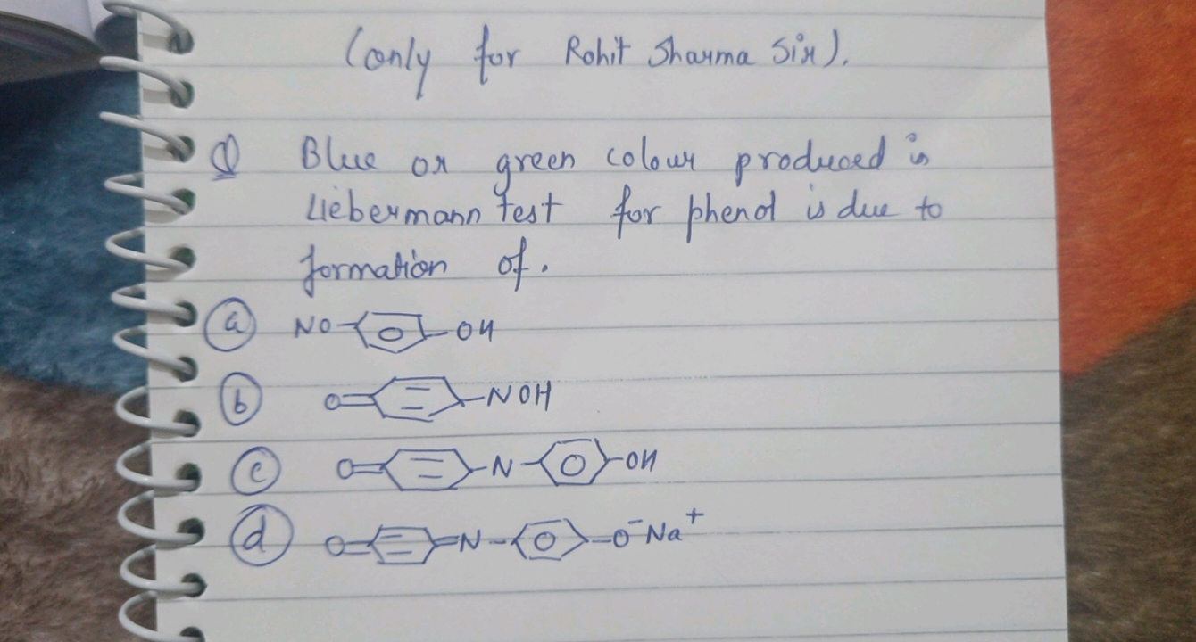 (only for Rohit Sharma Sir). Q Blue or green colour produeed is Lieber