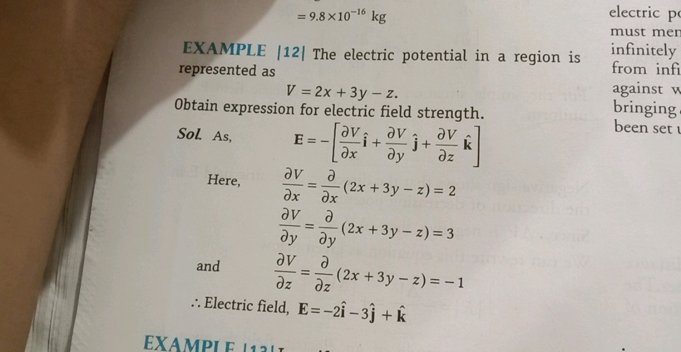 =9.8×10−16 kg
electric p
EXAMPLE ∣12∣ The electric potential in a regi