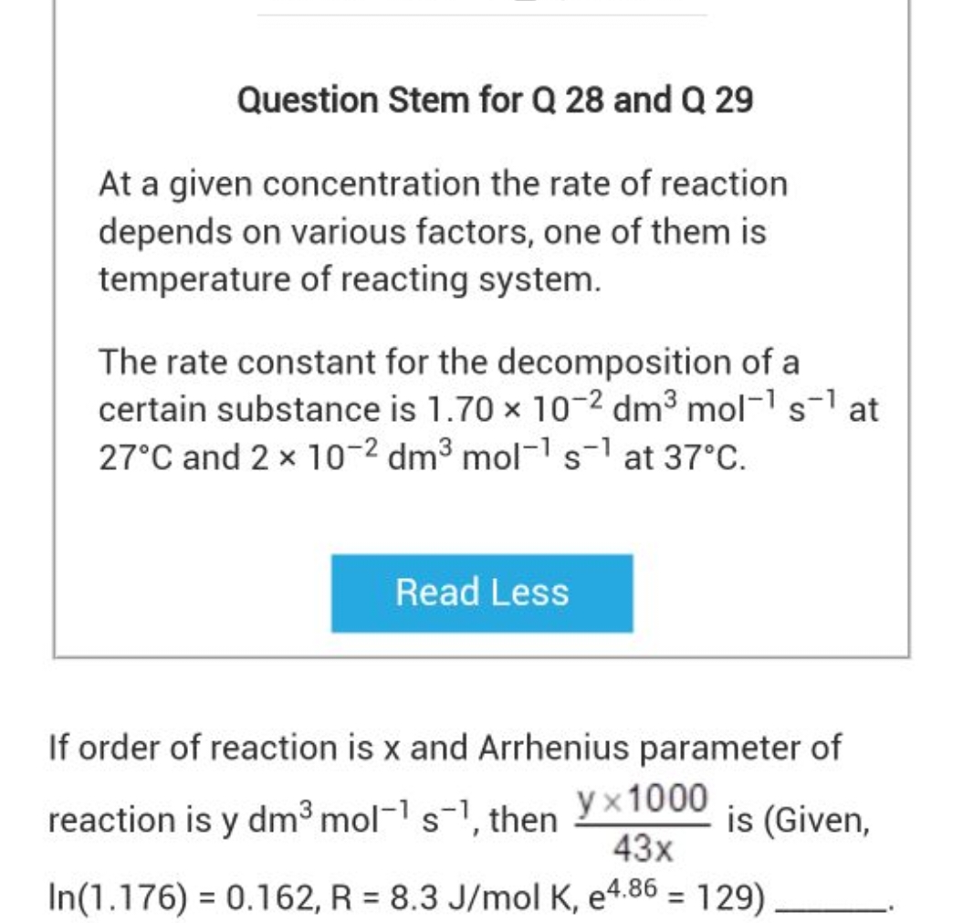 Question Stem for Q 28 and Q 29