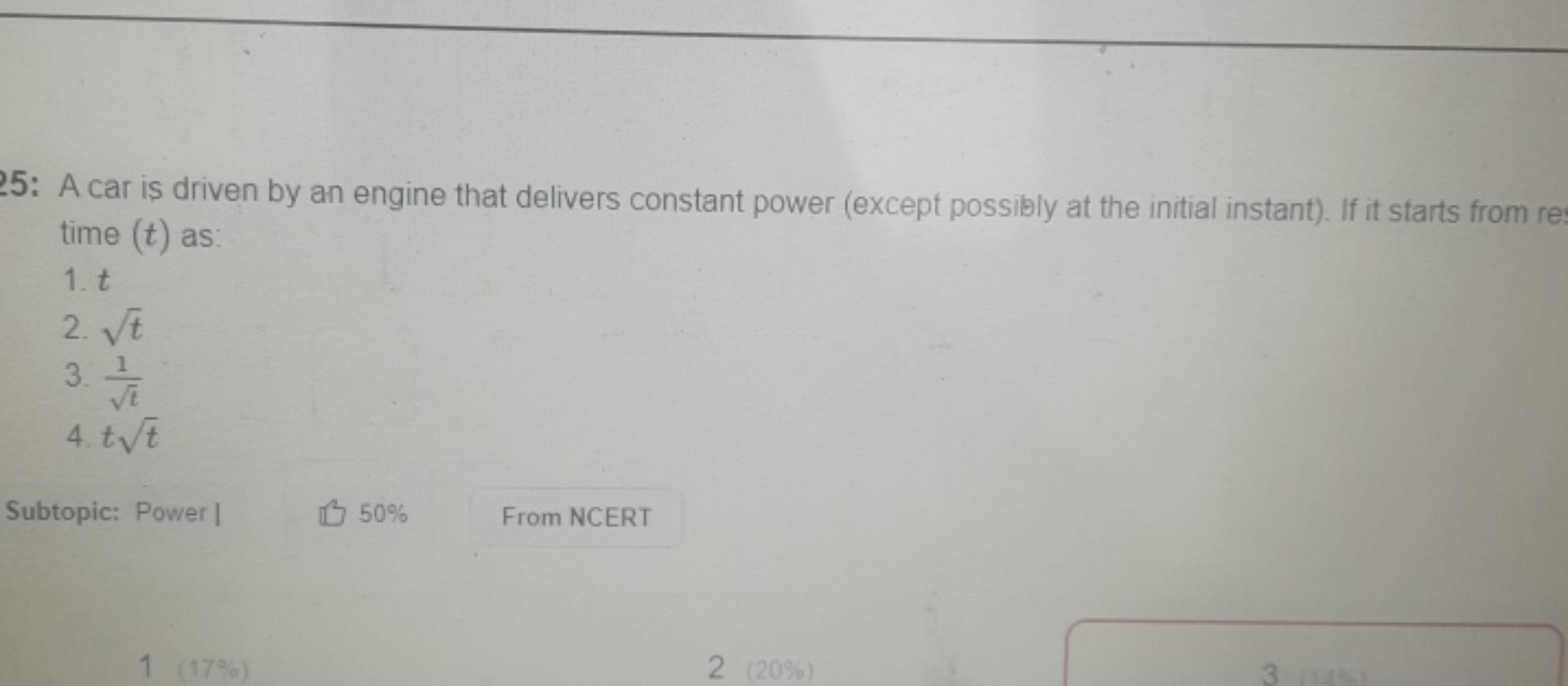 5: A car is driven by an engine that delivers constant power (except p