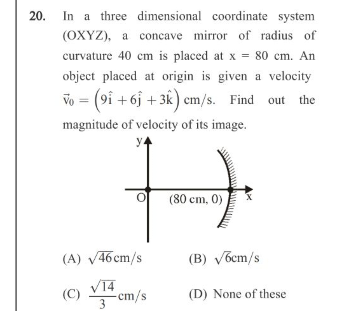 In a three dimensional coordinate system (OXYZ), a concave mirror of r