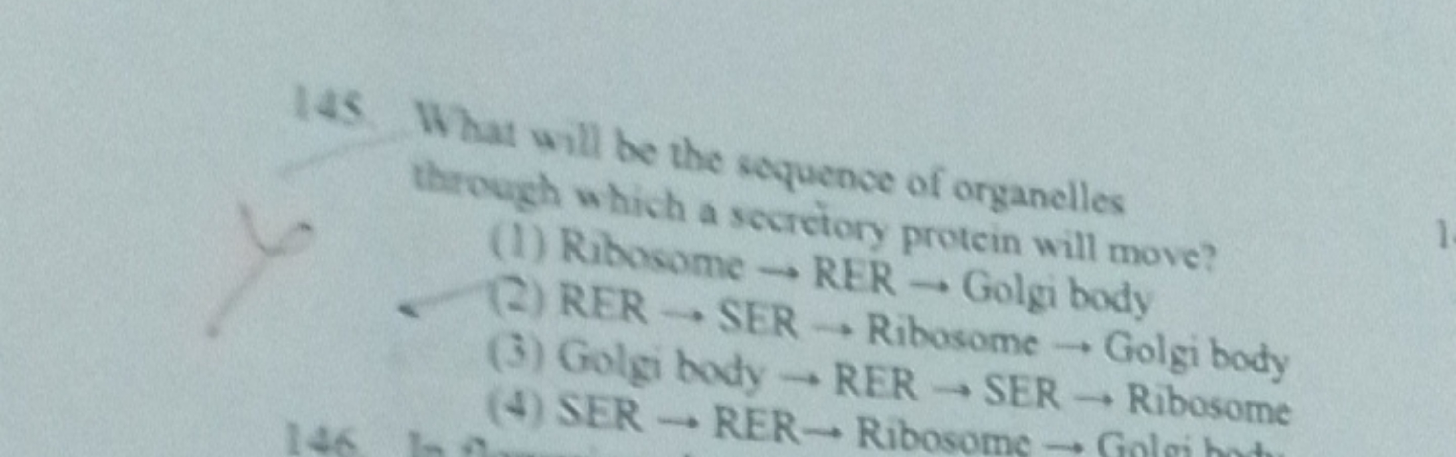 What will be the sequence of organelles through which a secretory prot