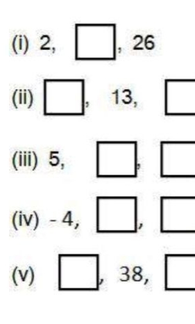 (i) 2, , 26
(ii)
C1CCC1
13
(iii) 5 ,
(iv) -4 ,
(v) 38 ,
