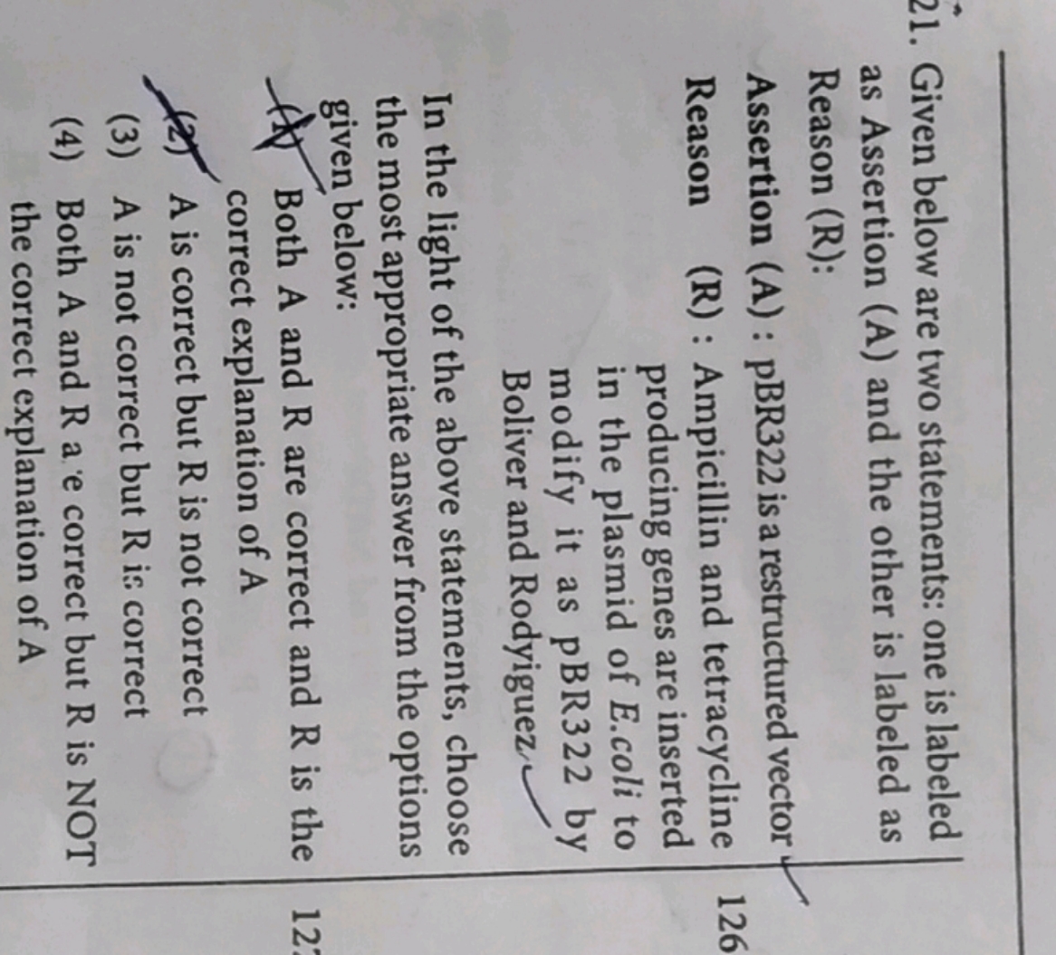 Given below are two statements: one is labeled as Assertion (A) and th