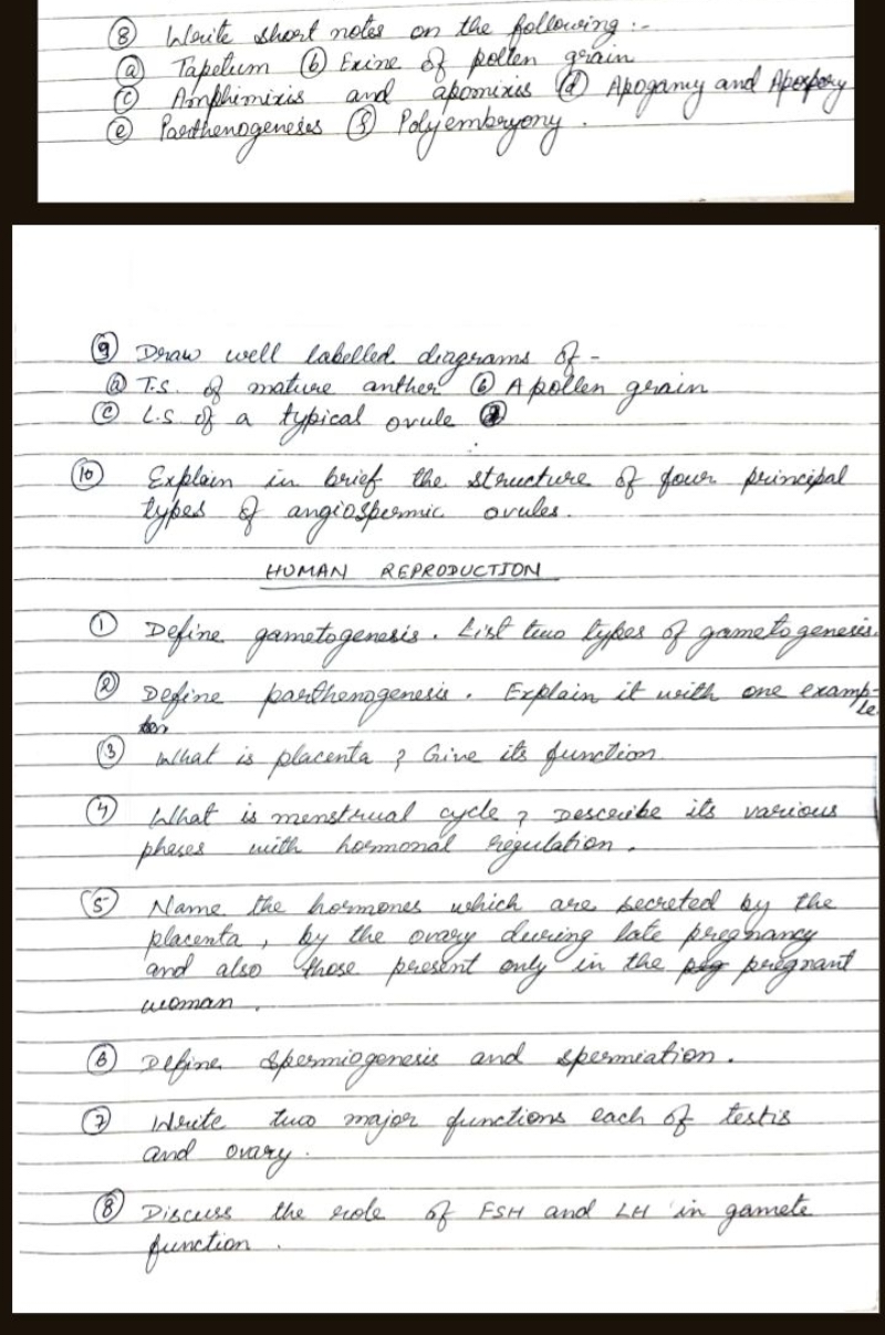  Write short notes on the following:- (a) Tapetiom (b) Exine of pollen