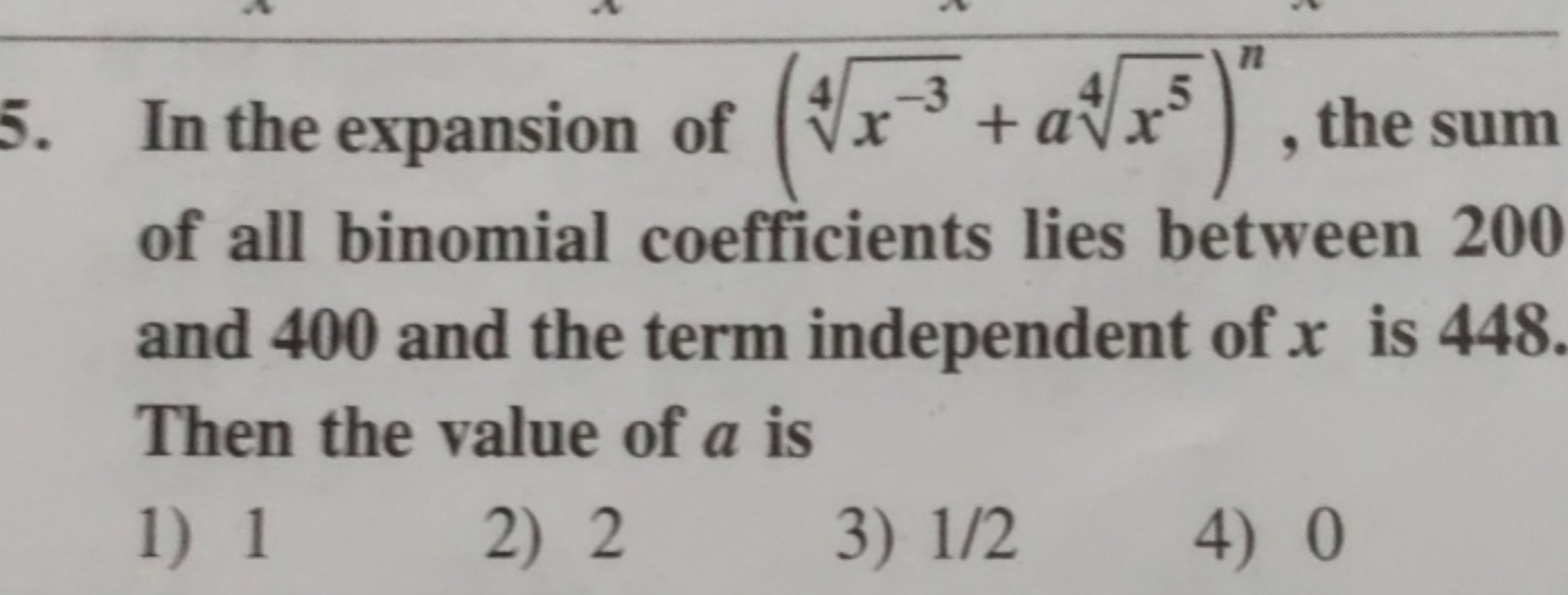 In the expansion of (4x−3​+a4x5​)n, the sum of all binomial coefficien