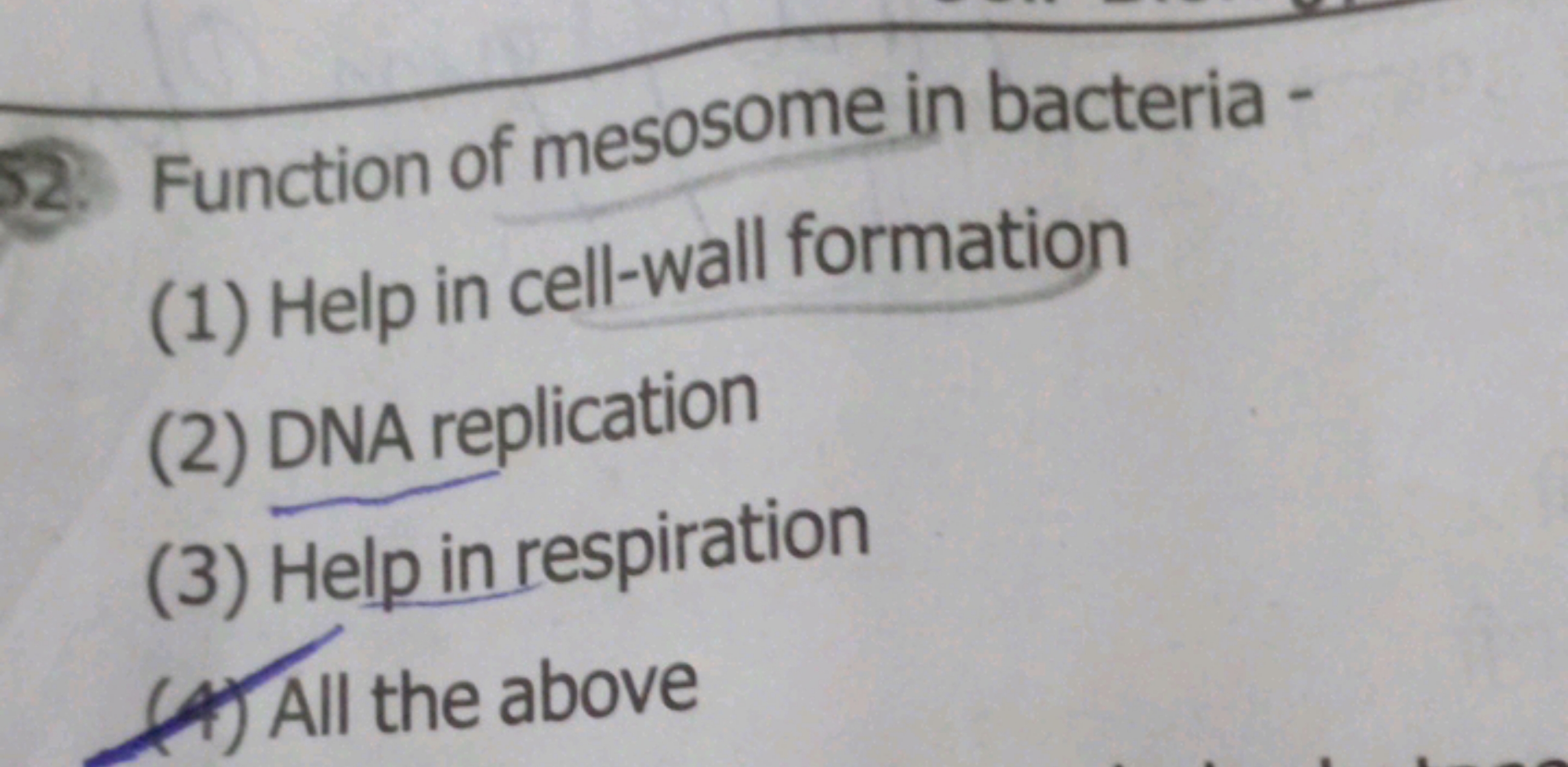 Function of mesosome in bacteria -