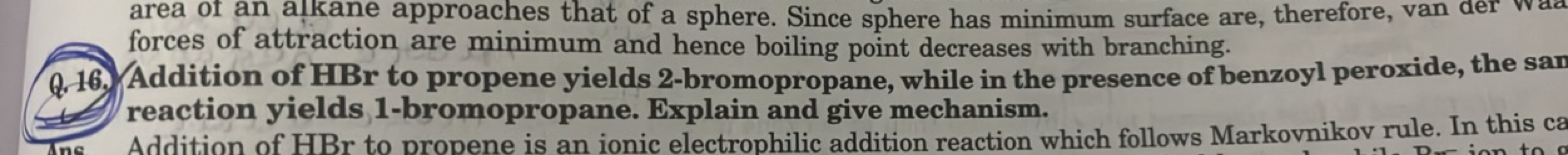 area of an alkane approaches that of a sphere. Since sphere has minimu