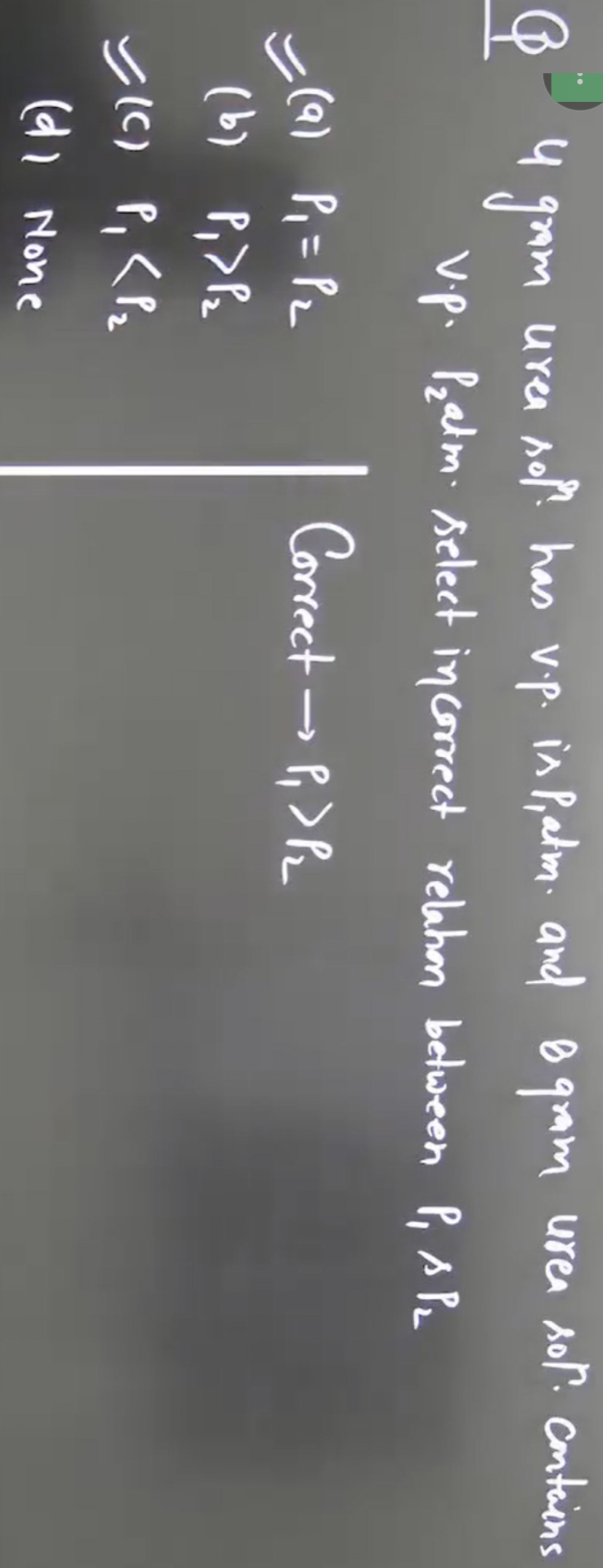 Q−14 gam urea sor? has v.p. is Pratm and 8 gamm urea sor. contains V.p