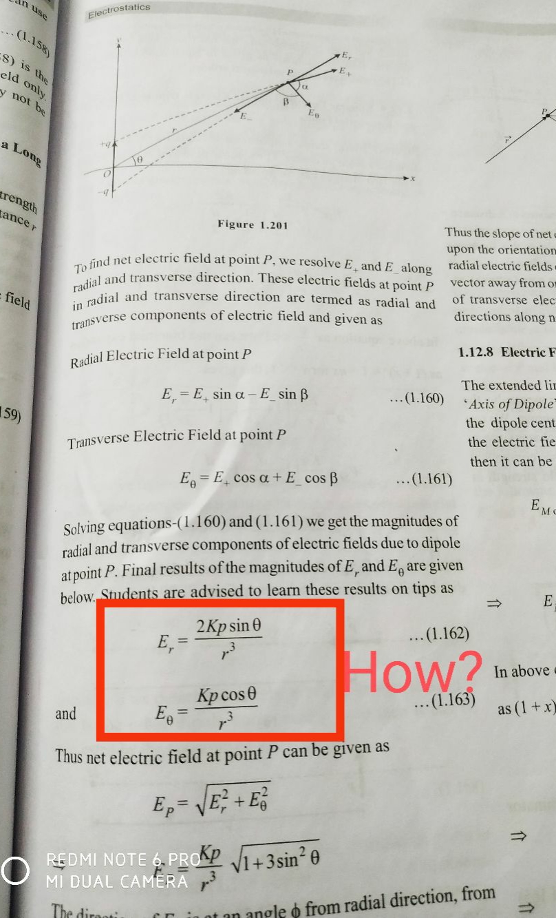 Electrostatics
Figure 1.201
To find net electric field at point P, we 