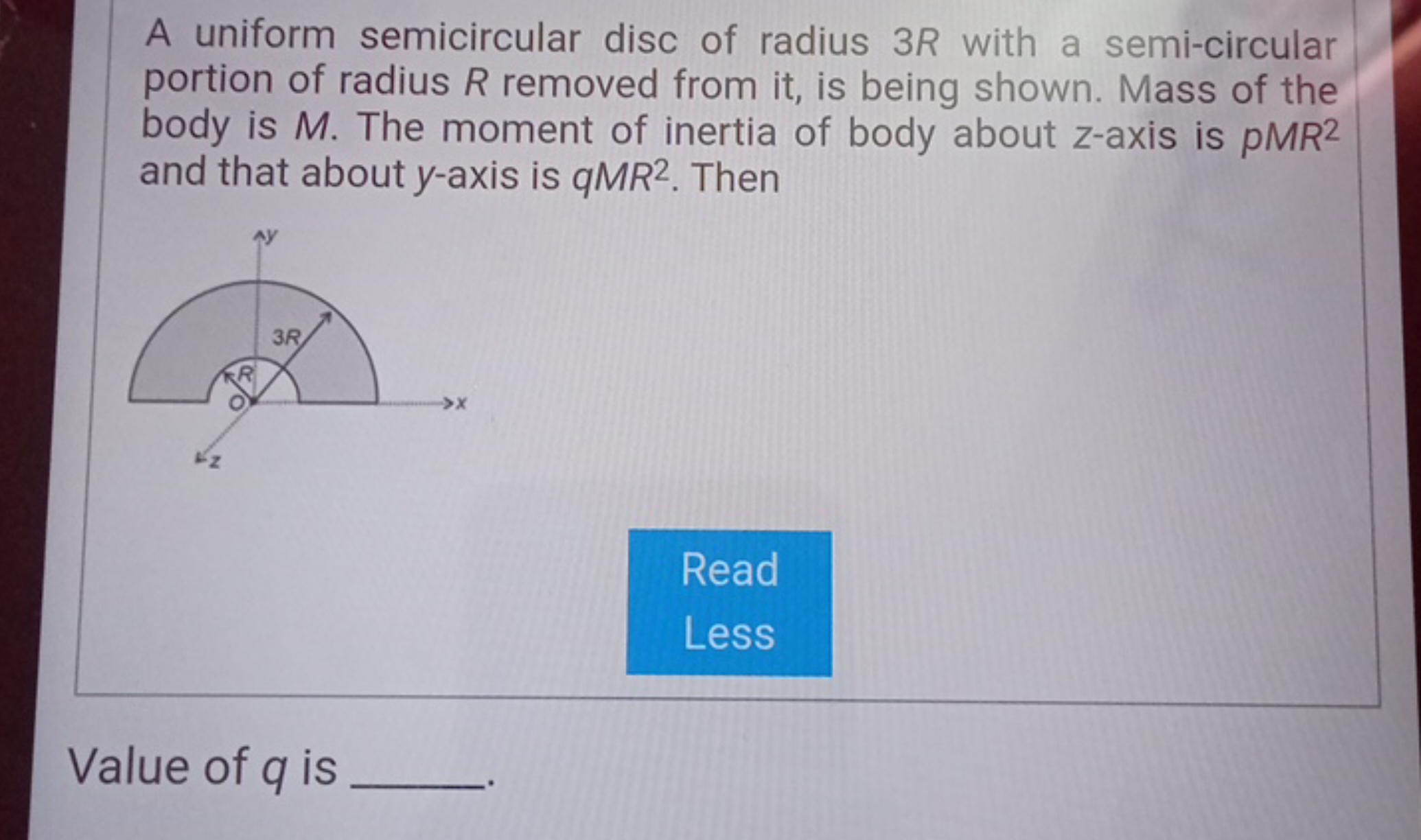 A uniform semicircular disc of radius 3R with a semi-circular portion 