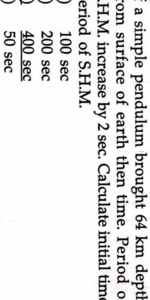 a simple pendulum brought 64 km deptl om surface of earth then time. P