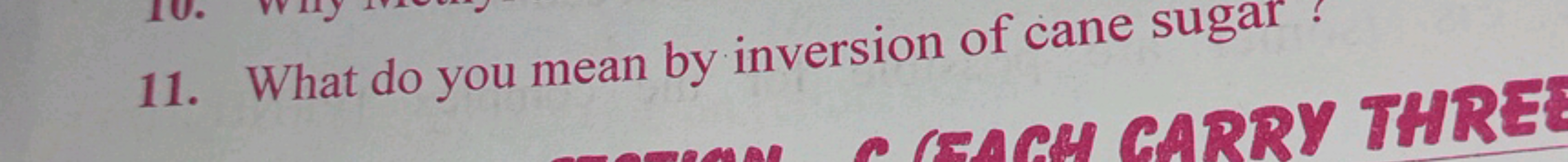 11. What do you mean by inversion of cane sugar?
