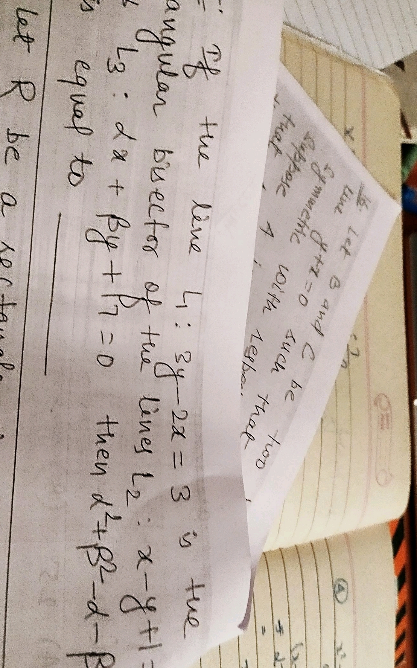 = If the line L1​:3y−2x=3 is the angular bisector of the lines L2​:x−y