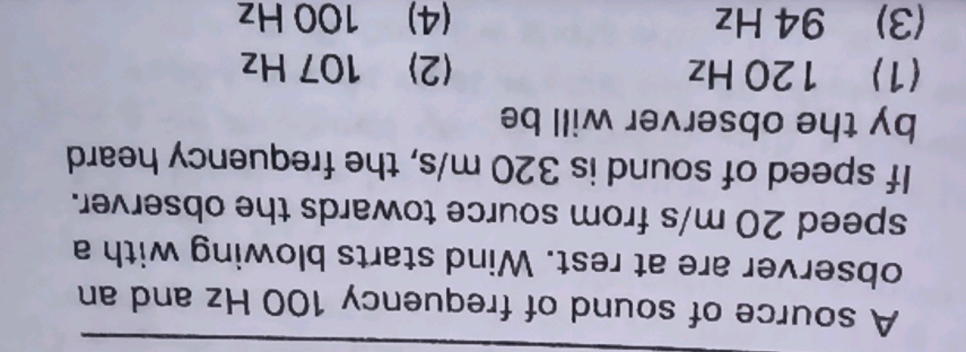 A source of sound of frequency 100 Hz and an observer are at rest. Win