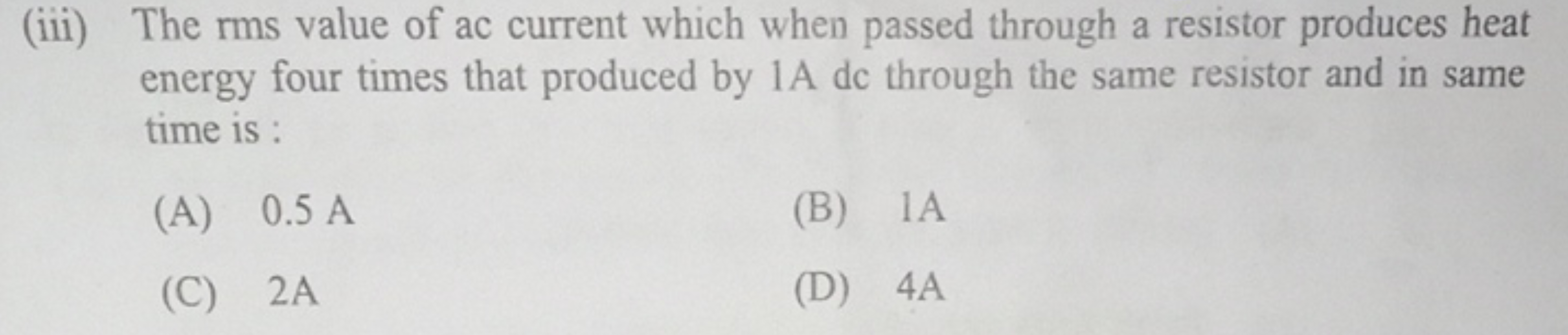  The rms value of ac current which when passed through a resistor prod