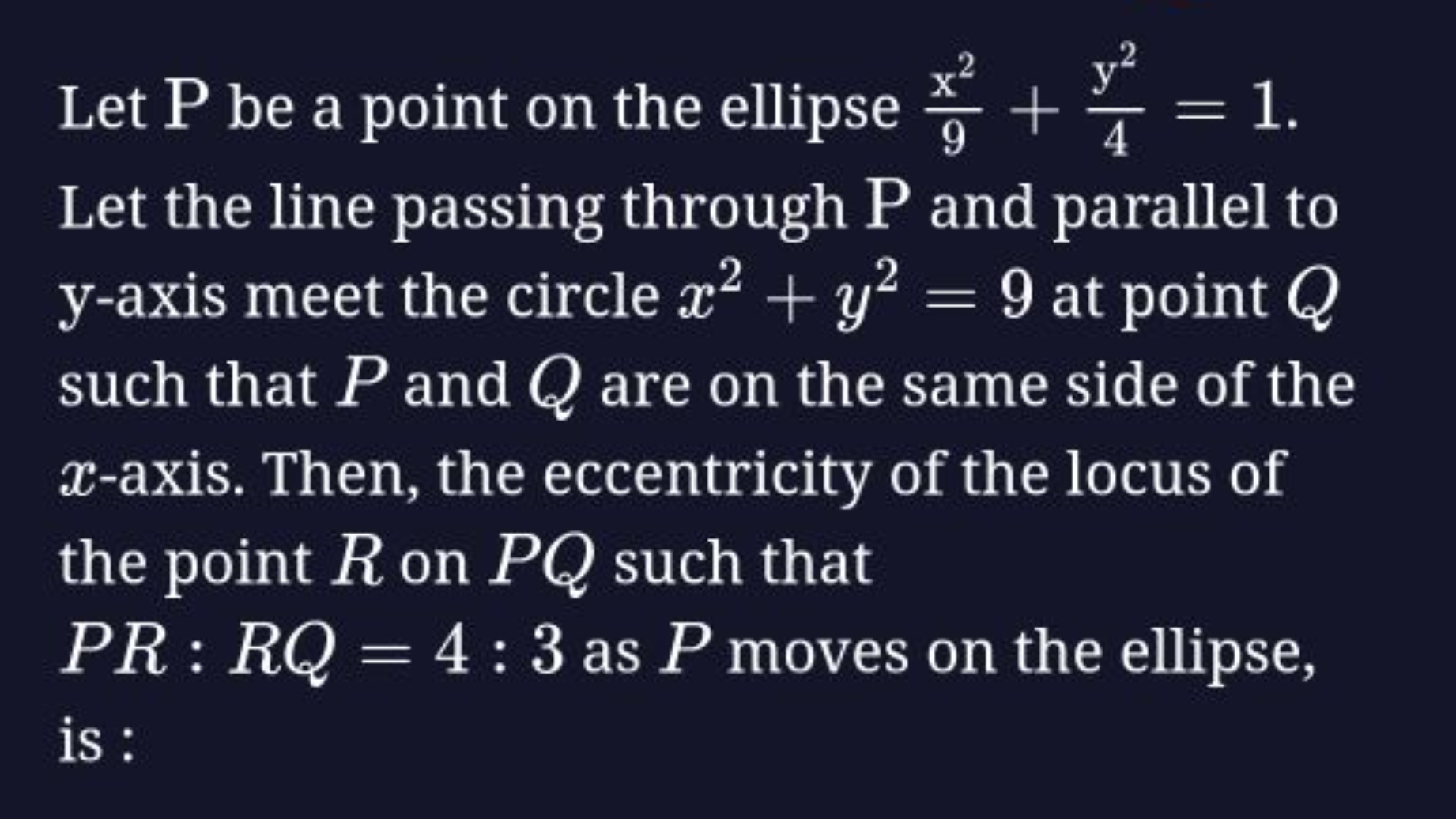 Let P be a point on the ellipse 9x2​+4y2​=1. Let the line passing thro