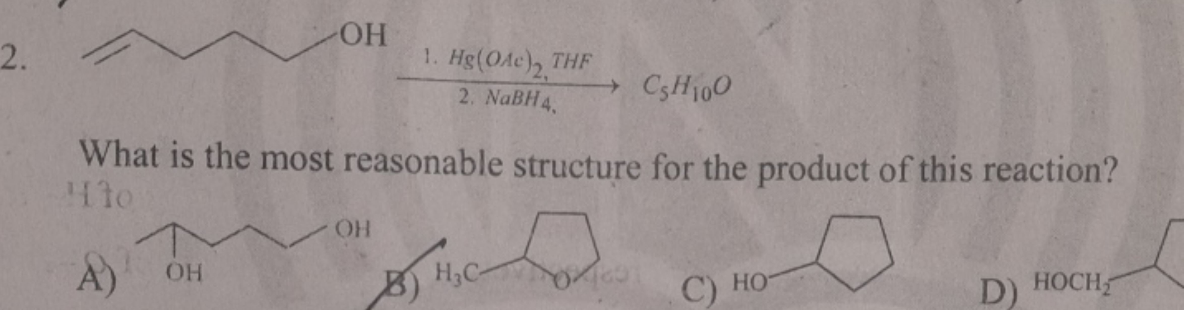 What is the most reasonable structure for the product of this reaction