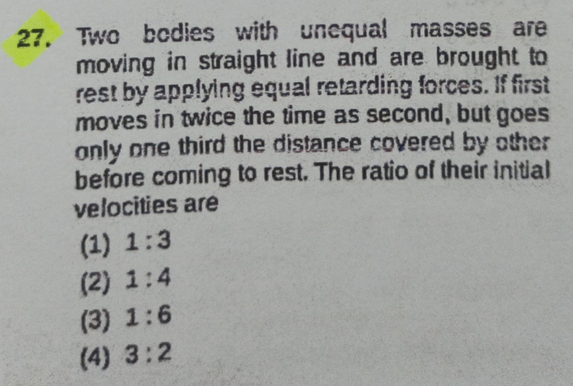 Two bodies with uncqual masses are moving in straight line and are bro