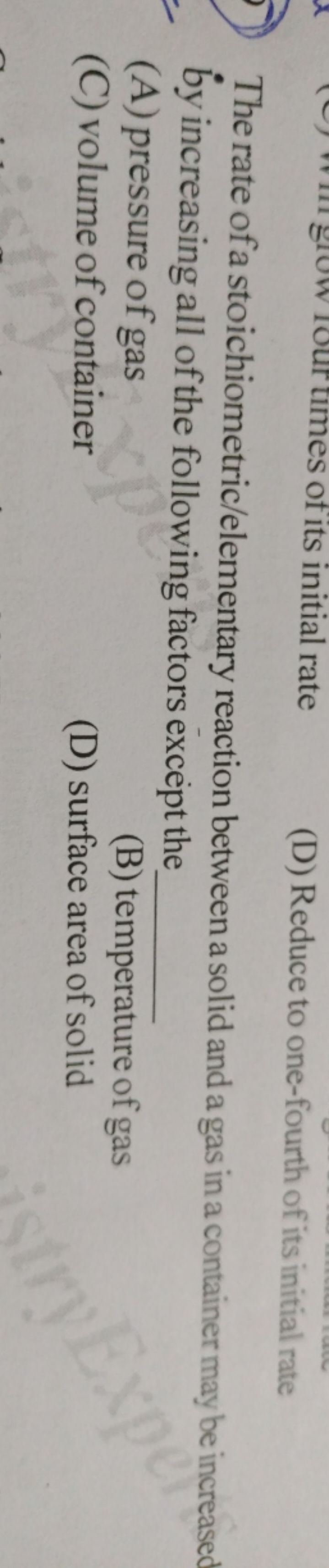 The rate of a stoichiometric/elementary reaction between a solid and a