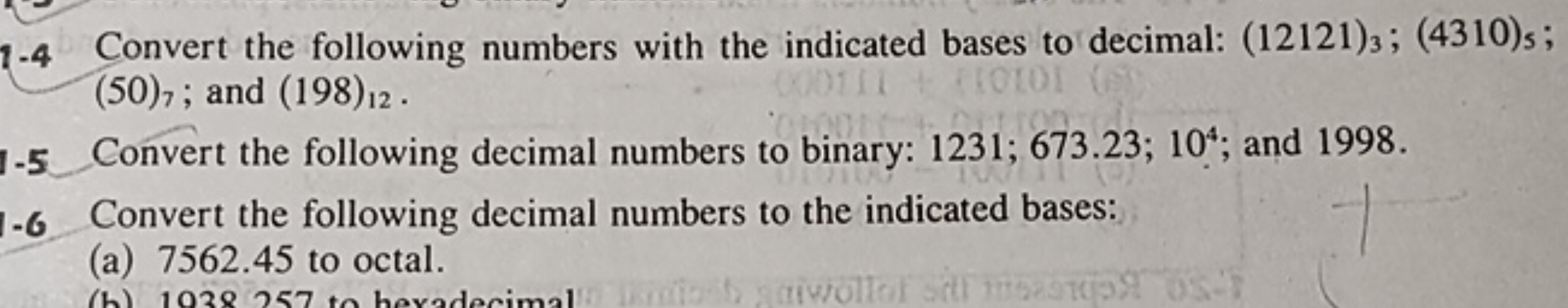 2-4 Convert the following numbers with the indicated bases to decimal: