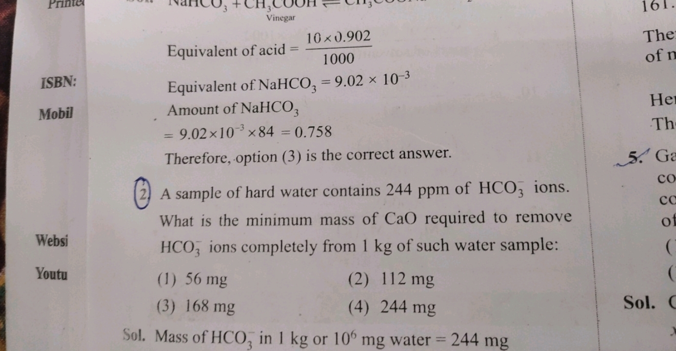 ISBN: Mobil Websi Youtu Equivalent of acid =100010×0.902​ Equivalent o