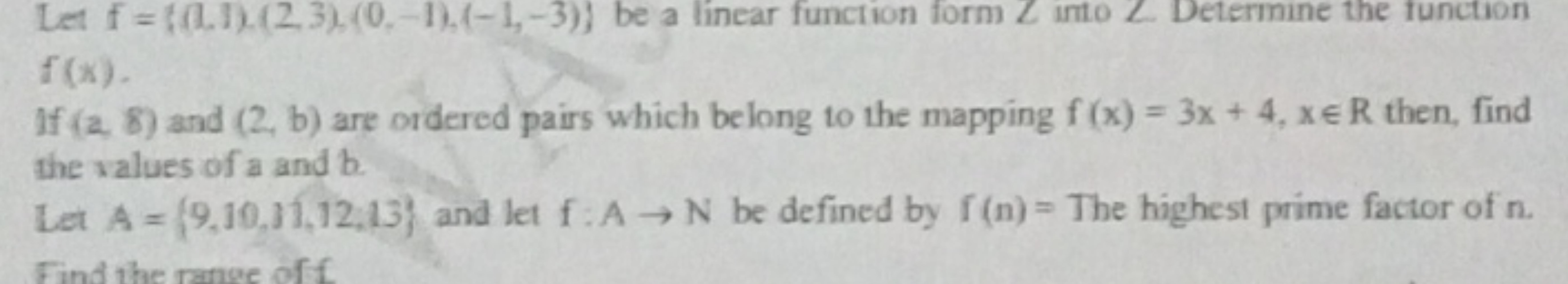Let f={(1),(2,3),(0,−1),(−1,−3)} be a linear function form L into L De