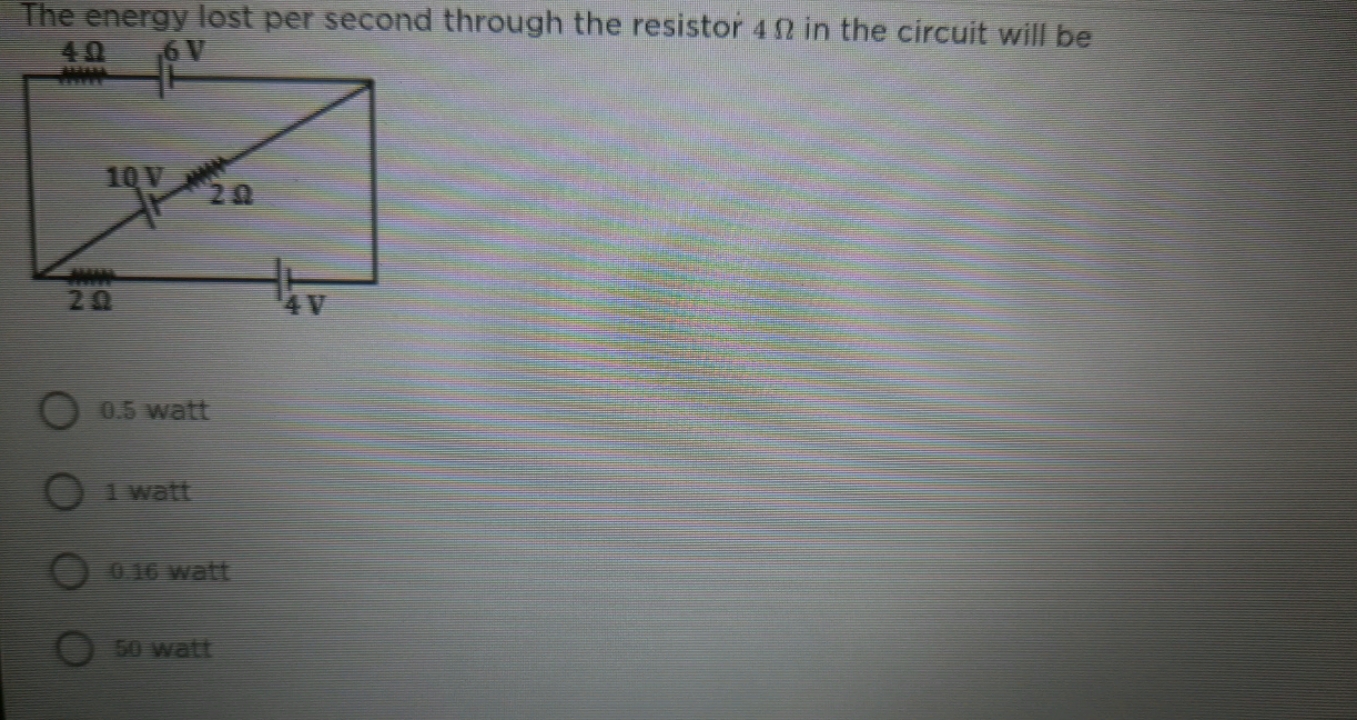 The energy lost per second through the resistor 4Ω in the circuit will