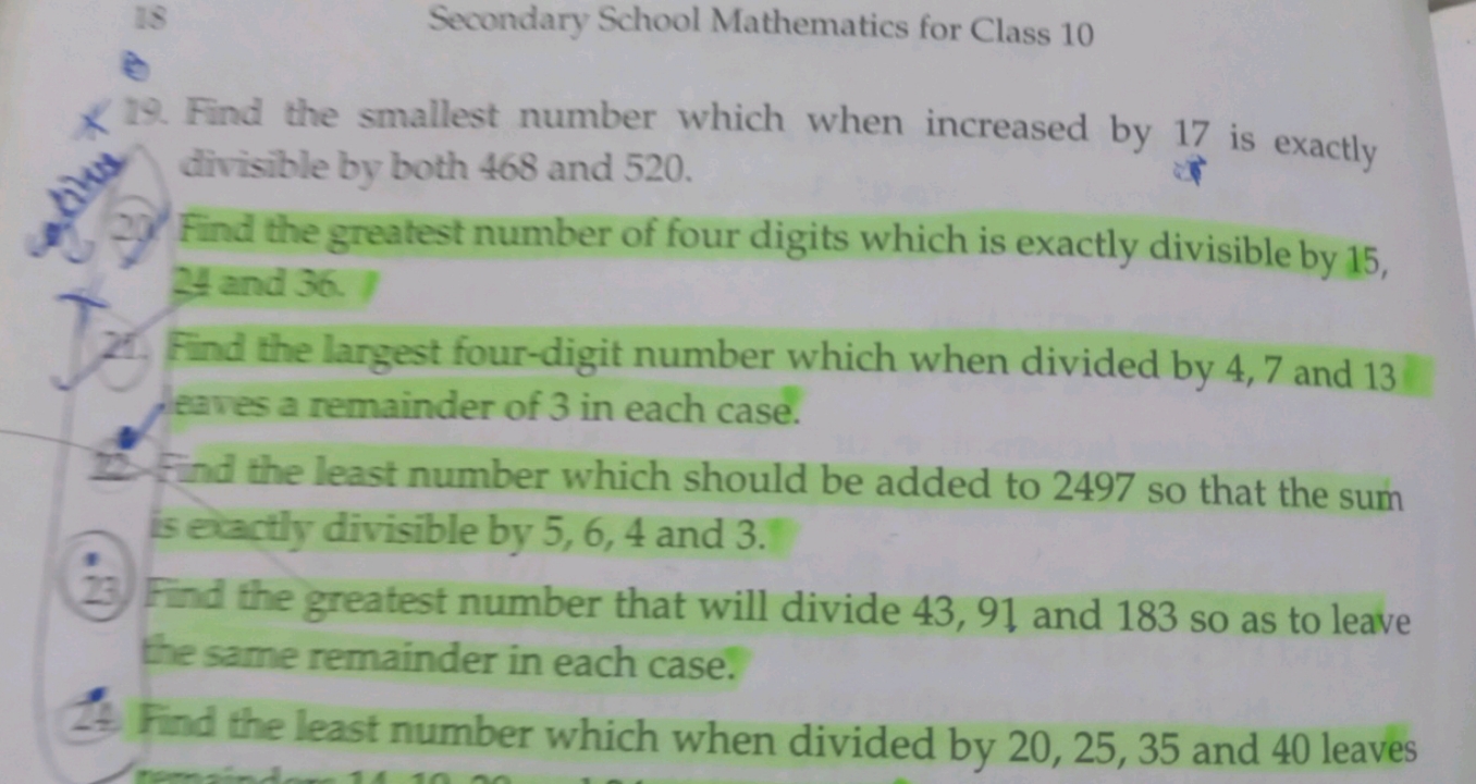 Secondary School Mathematics for Class 10
x 19. Find the smallest numb