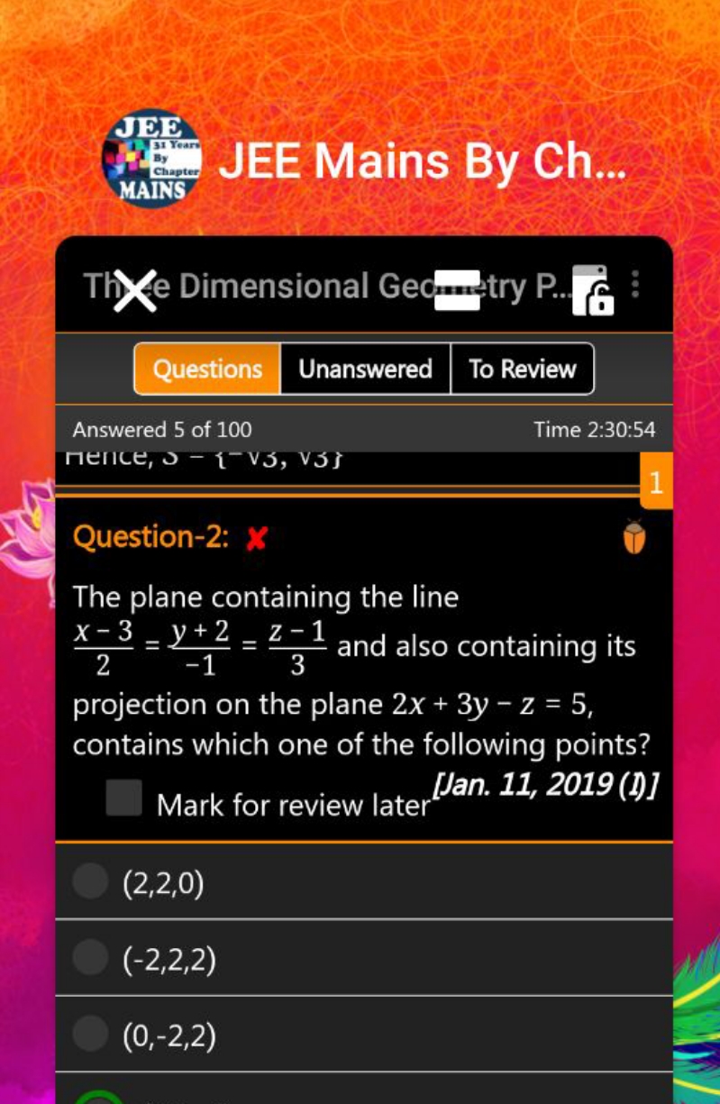 ThXe Dimensional Gec.ntetry P..
Question-2:
The plane containing the l