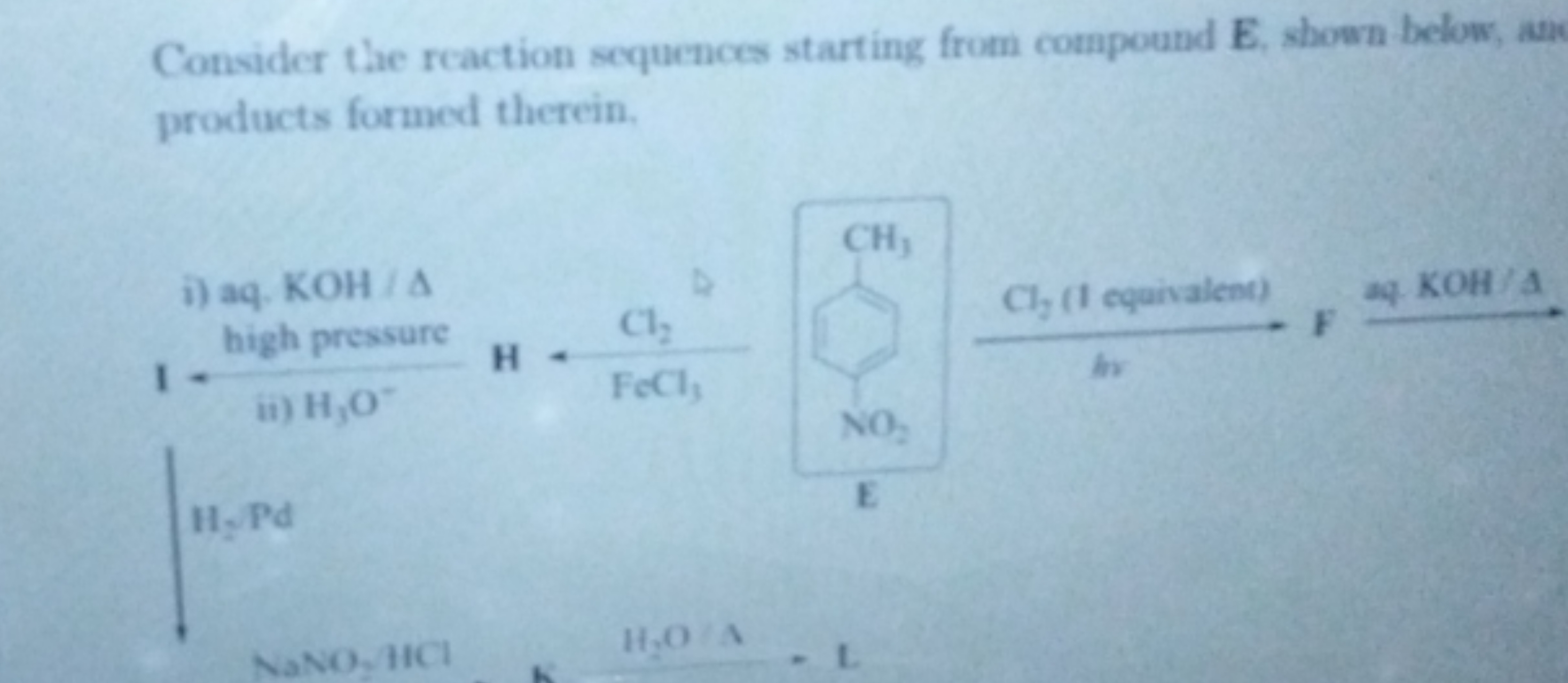 Consider the reaction sequences starting from compound E, shown below,