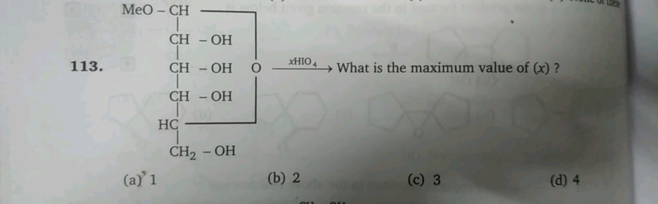 COC1COCC(O)C(O)C(O)C1O What is the maximum value of (x) ?