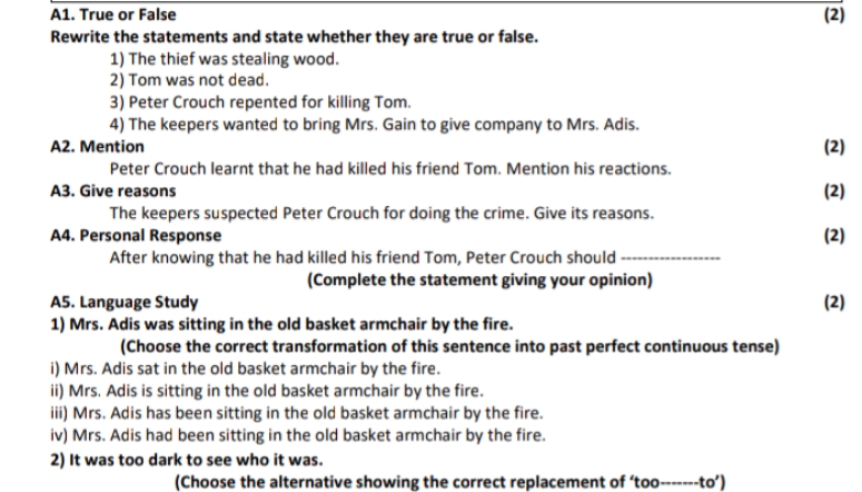 A1. True or False
Rewrite the statements and state whether they are tr