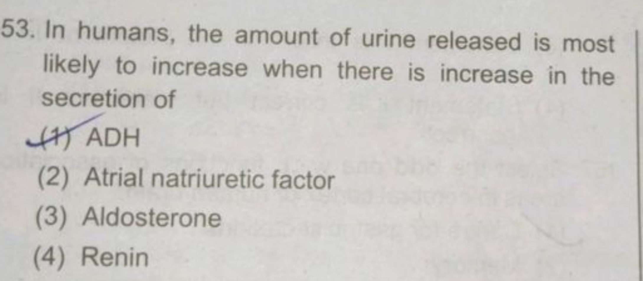 In humans, the amount of urine released is most likely to increase whe