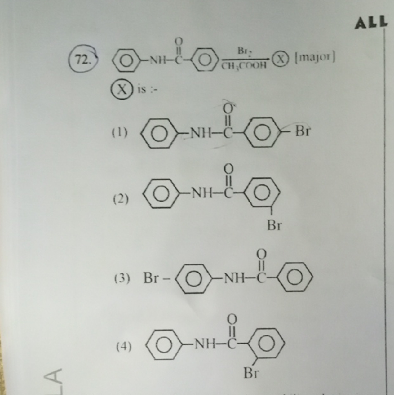 O=Cc1ccc(C(=O)Nc2ccccc2)cc1
(X) is :-