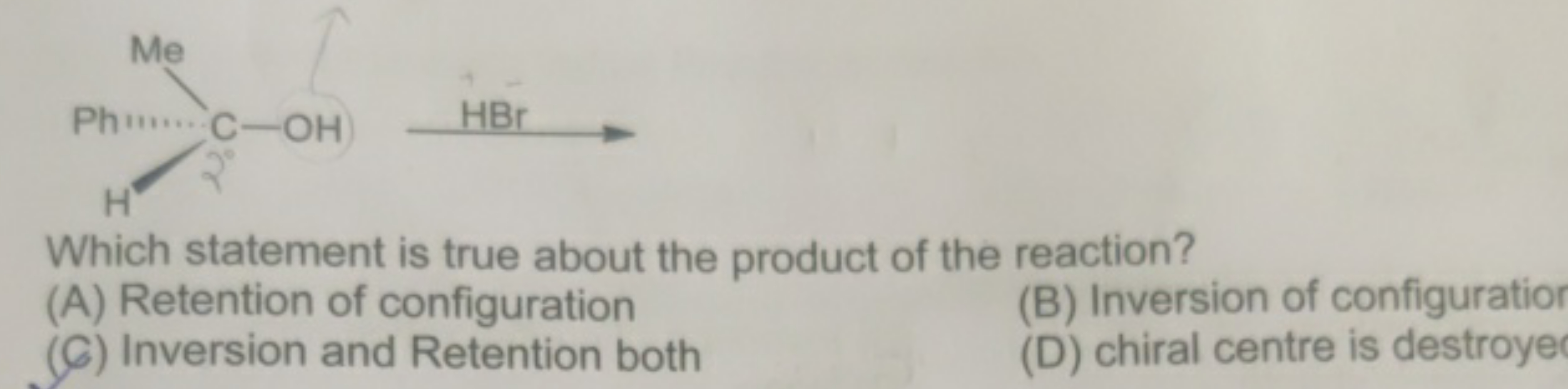 C[C@H](O)[C@H](C)c1ccccc1 Which statement is true about the product of