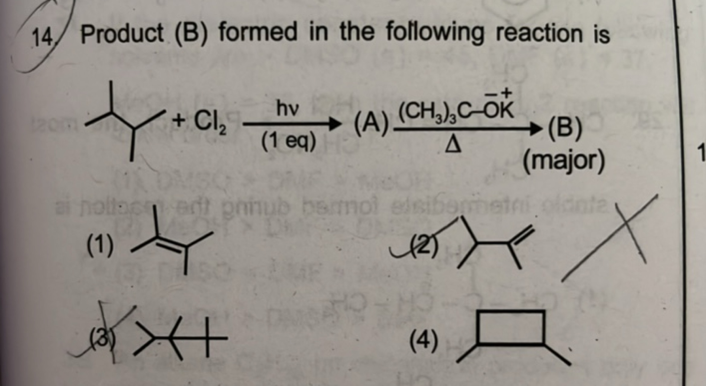 14. Product (B) formed in the following reaction is
CC(C)=C(C)C